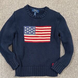 Polo by Ralph Lauren Blue Sweater w/ Flag - BOYS 8
